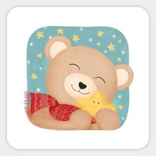 the bear chooses the brightest star Sticker